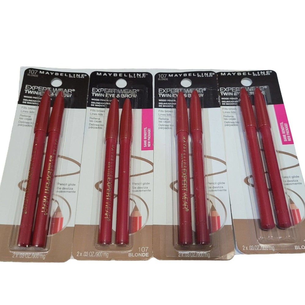 4 Maybelline Expert Wear Twin Eye & Brow Pencil Liners 107 Blonde Blond LOT Bulk